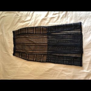 Navy blue lace pencil skirt